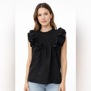 Magali Pascal Cotton Flutter Sleeve Blouse